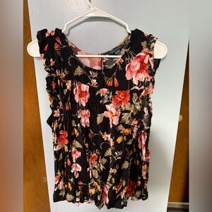 American Eagle Outfitters Black and Red Floral Blouse